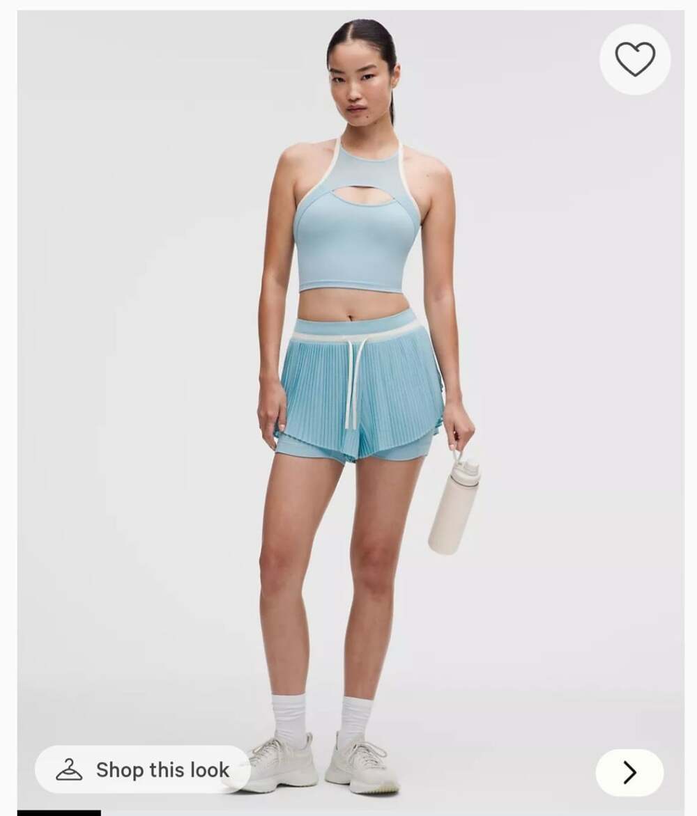 Lululemon Ace Advantage Pleated Tennis Short 2" MEDIUM Seafoam